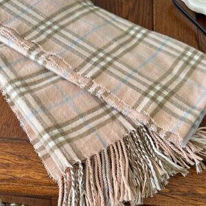 Cashmere Plaid Scarf with Fringe